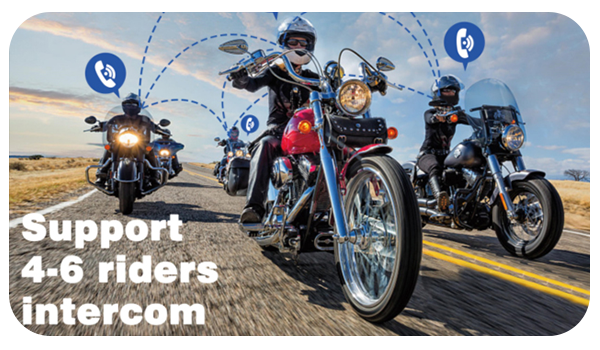 support 4-6 riders helmet bluetooth