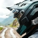 Rider wearing a helmet with a bluetooth intercom